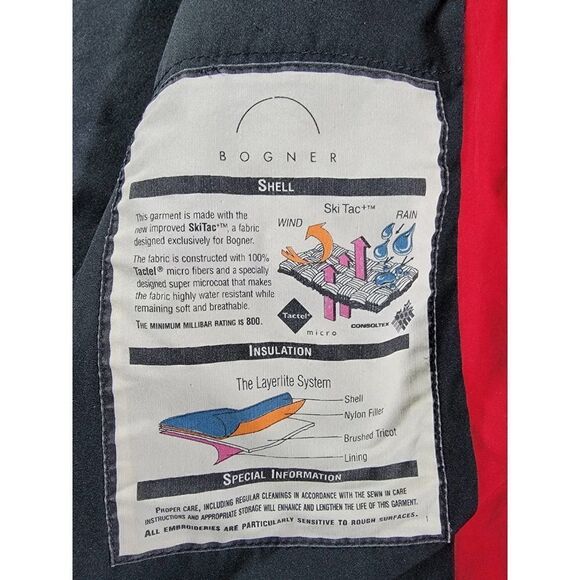 Bogner Womens 12 Red Ski Jacket Shell Embroidered Eagle Winter Coat Hood - Picture 9 of 11